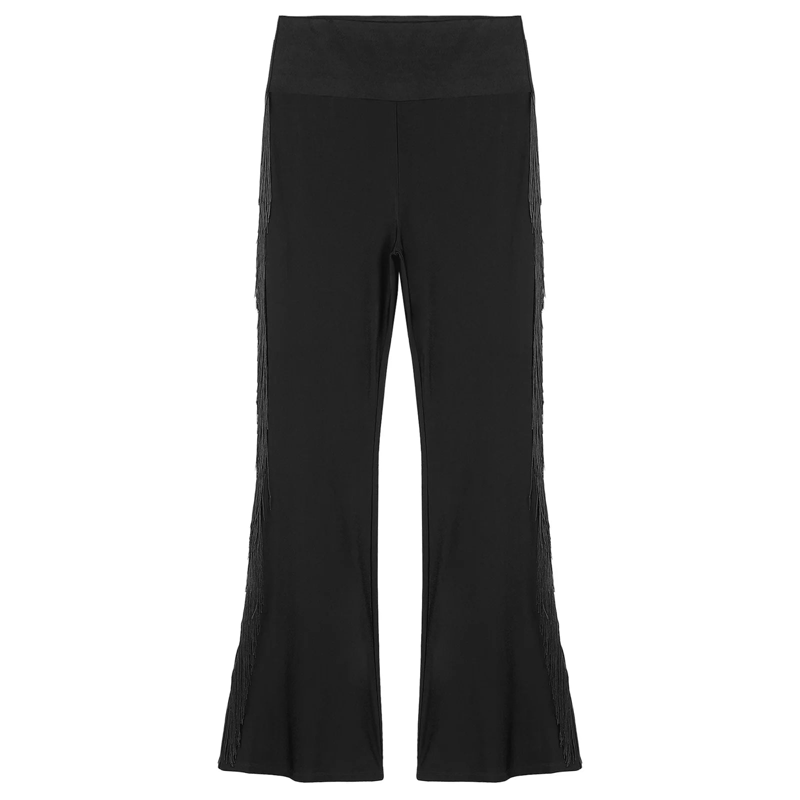 Mens Tassel Flared Pants Vintage Bell-Bottom High Waist Trousers for Jazz Latin Dance Stage Performance Club Disco Party Costume