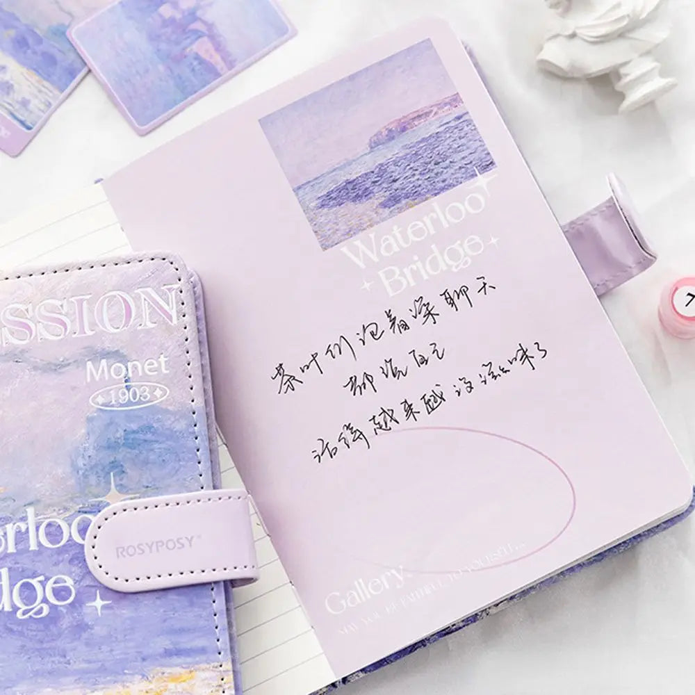 Office Supplies Oil Painting Landscape Magnetic Buckle School Stationery Scenery Notebook Handbook DIY Scrapbook Notepad