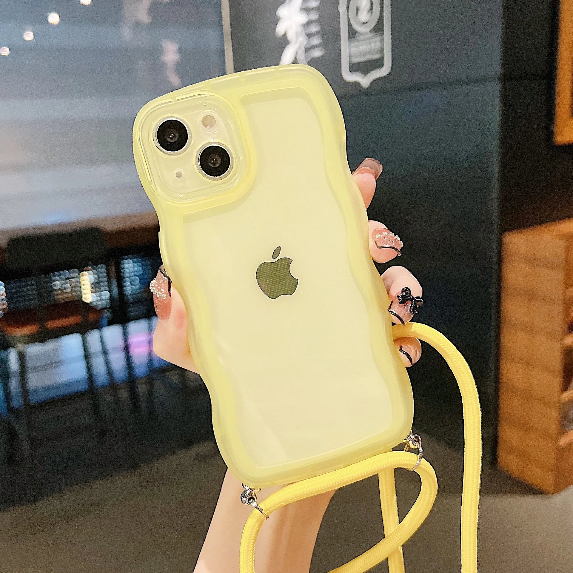 Crossbody Necklace Strap Lanyard Cord Phone Case For iPhone 17 16 15 14 13 12 11 Pro Max XR XS 7Plus Soft Cute Curly Wave Cover