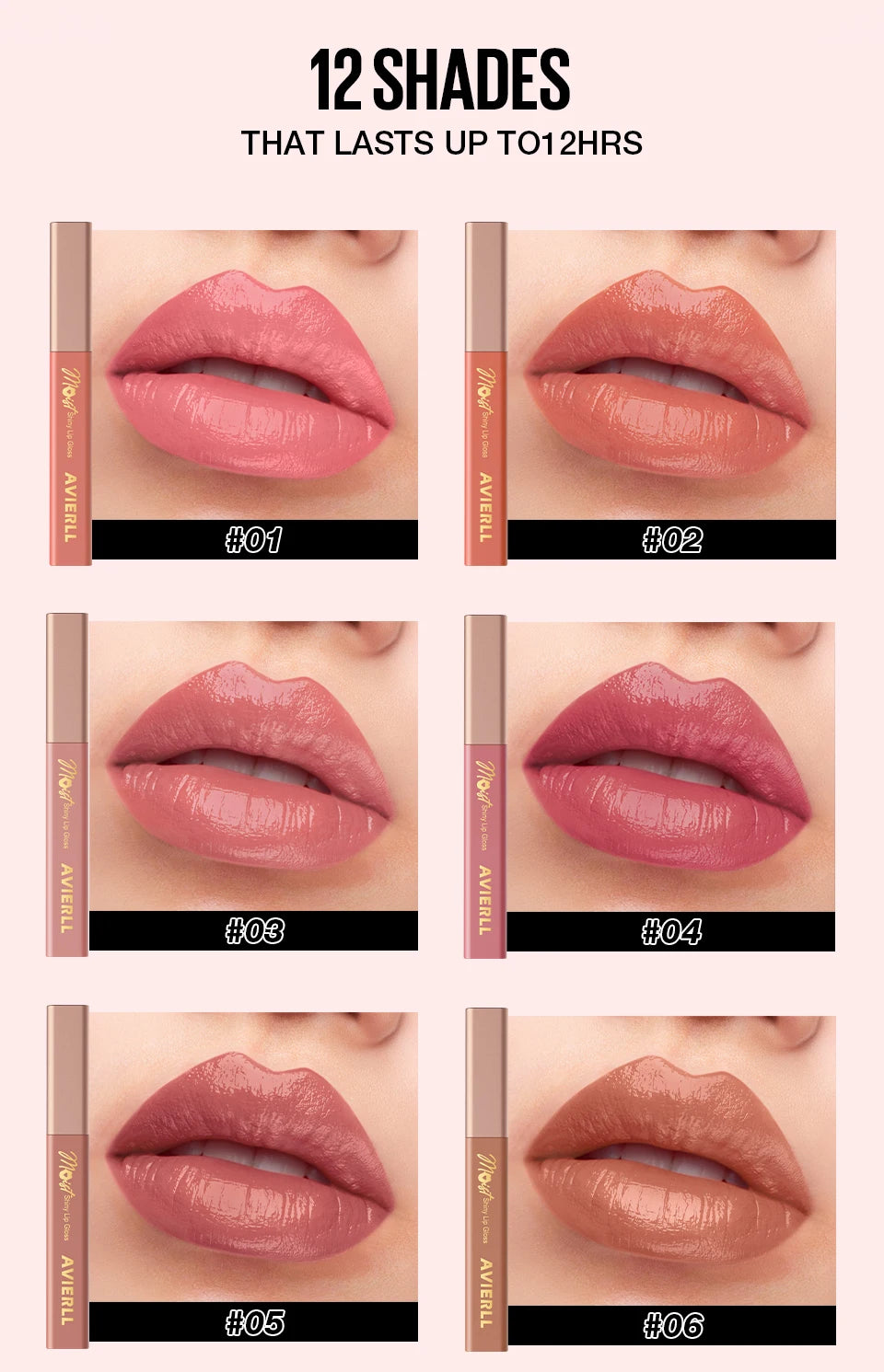 Lip gloss set shiny liquid lipstick Long lasting moisturizing non-sticky plump hydrating lip balm Women's makeup Halloween gift