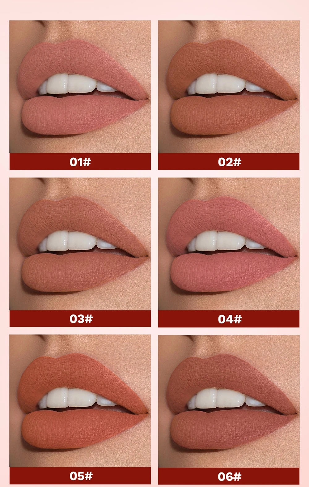 QIBEST Nude Lipstick Matte Lip Gloss High Pigment Makeup Classic Sexy Lipgloss Non-Stick Cup Long Lasting Red Lip Tint Cosmetics