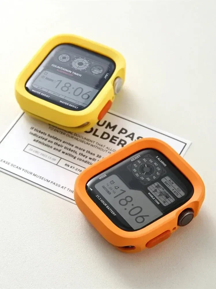 Bumper Soft Silicone Case For Apple Watch 9 8 7 6 SE 5 Sport Anti-drop Matte Cover For iwatch Ultra 49mm 41mm 40mm 44mm 45 mm