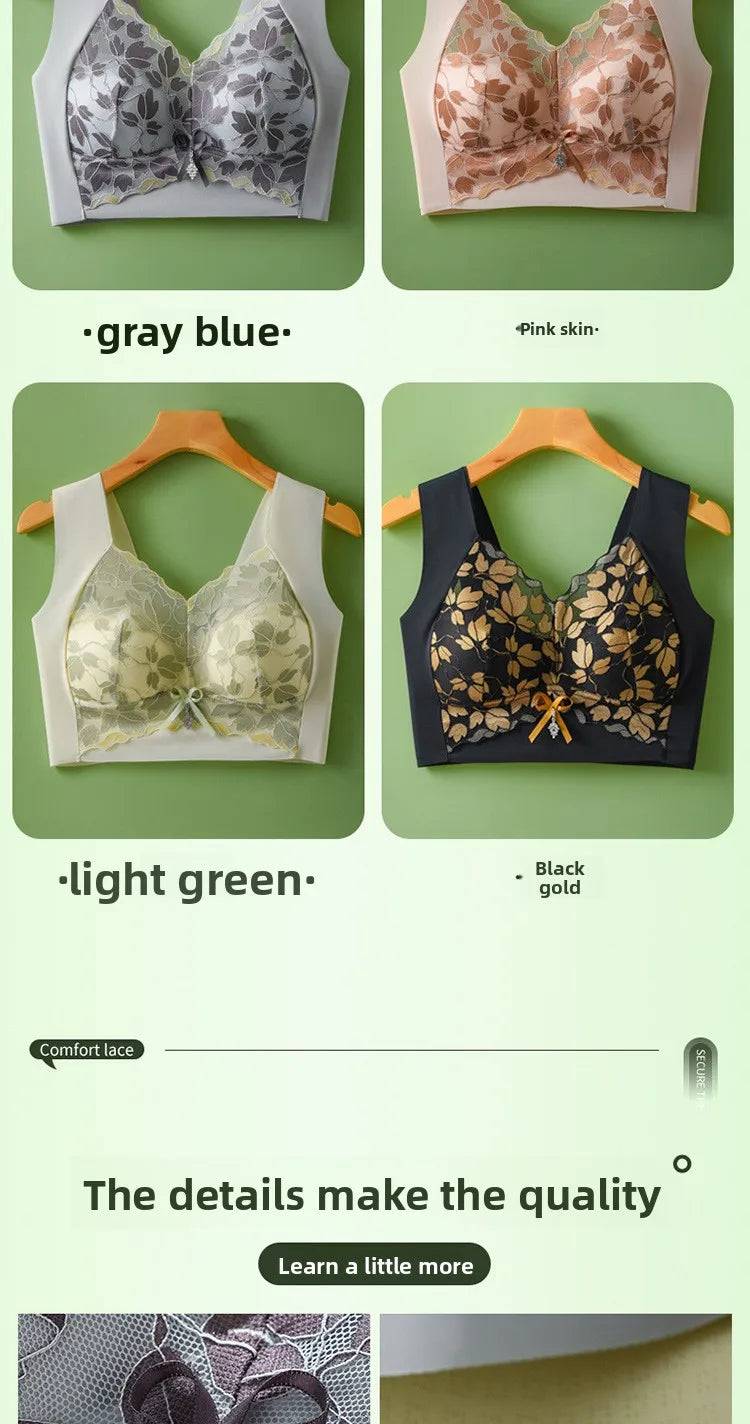 Ladies sexy lace gathered oversized bra comfortable without steel ring luxurious with beautiful back no trace breathable bra