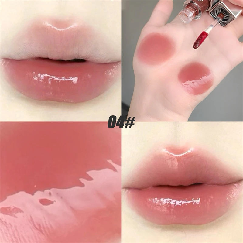 Mirror Water Lip Gloss Black Ice Cube Tube Moisturizing Long Lasting Liquid Lipstick Lipgloss Plump Up Lips Makeup Cosmetics