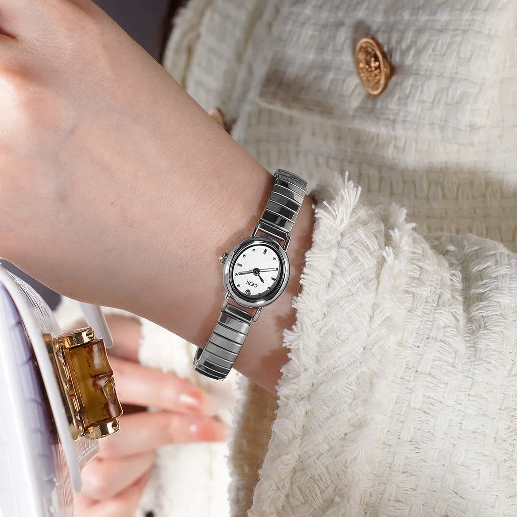 Women Watch for Girls Small Wrist Quartz Reloj Muje Sliver Grey Gold Oval Orologio Ladies Wristwatch Stainless Steel Band Clock