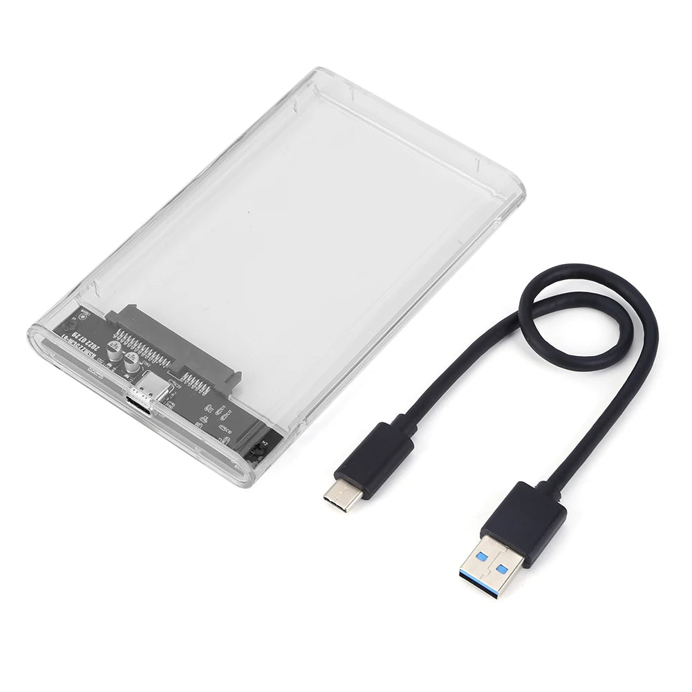2.5 inch HDD Case SATA To USB3.1  External Hard Drive Case 5 Gbps  SSD Box USB3.0 To Type-C Transparent Black Hard Disk Box