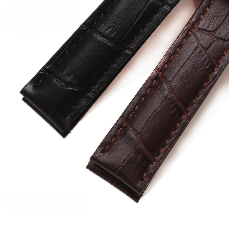 Genuine Leather Watch Strap for Cartier Tank London Solo Men's and Women's 16 18 20 22 25mm Flat Interface Folding Buckle Band
