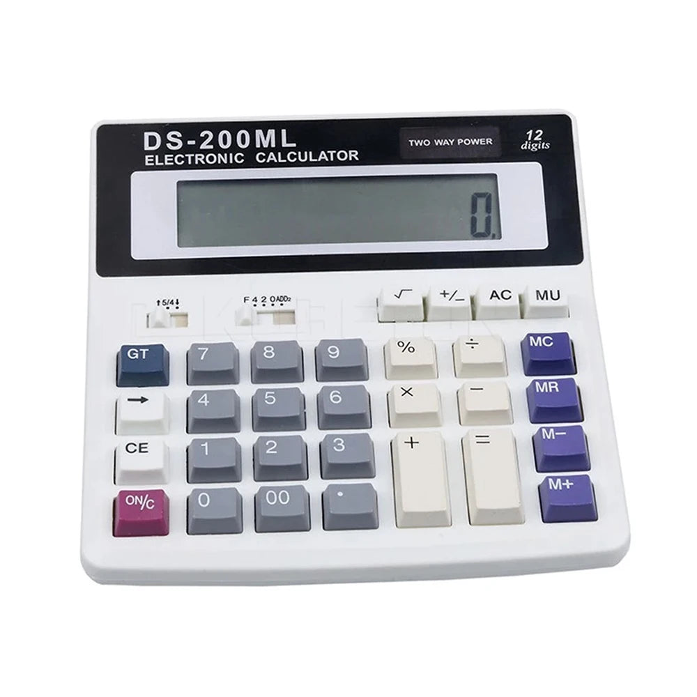 DS-200ML 12 Digits Solar Calculator Dual Power Supply Electronic Calculator Office Supplies For Office School Accounting Tools