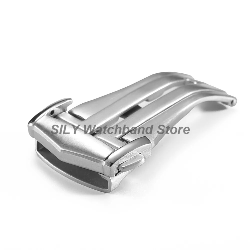 Silver Brushed Watch Buckle 18/20mm Stainless Steel Butterfly Deployment Watch Button Metal Folding Clasp Watch Button Accessory