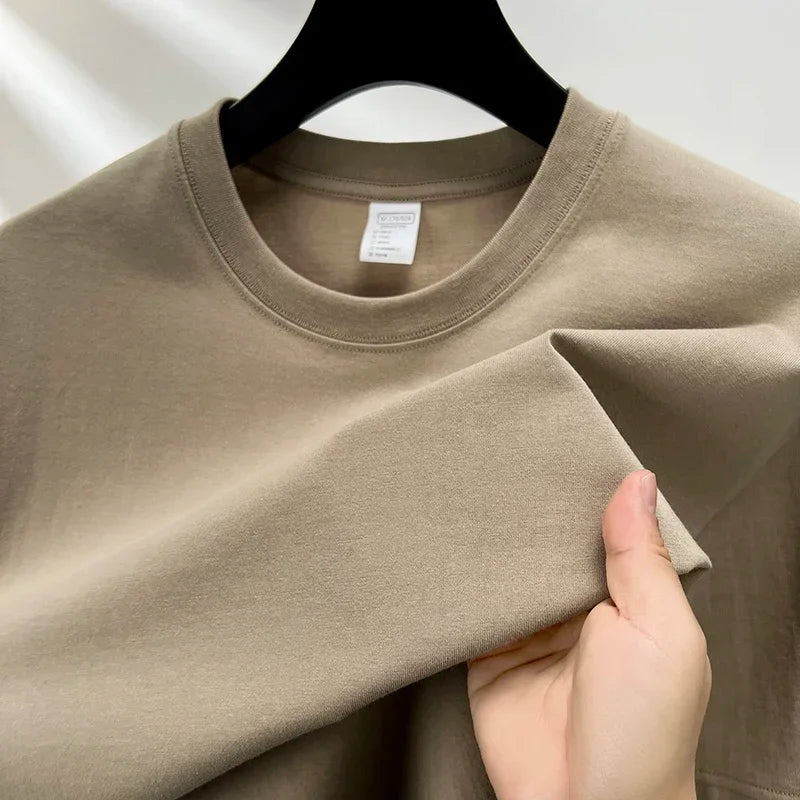 Summer  100% Pure Cotton Men's Short Sleeve Round Neck Fashionable Style Half Sleeved Top Breathable T Shirt Short Sleeve