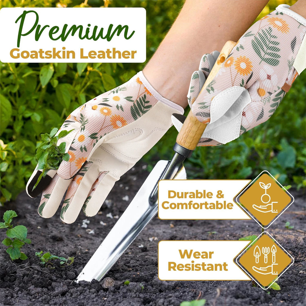 Gardening Gloves for Women Breathable Ladies Leather Garden Yard Gloves Best Gift for Gardeners