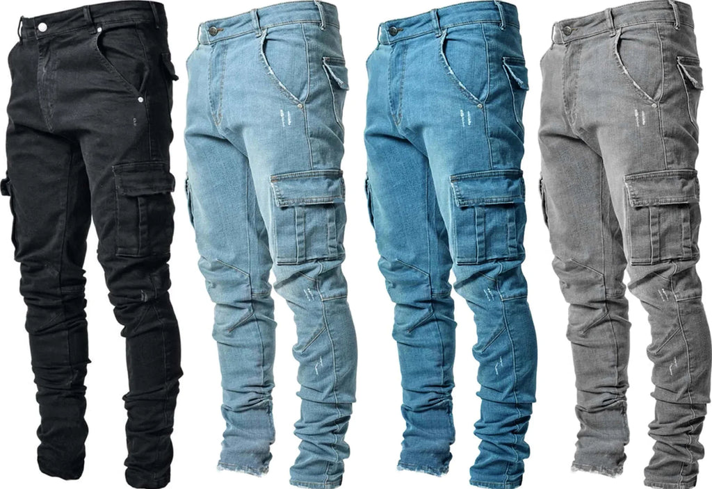 Kakan - High-end Slim Elastic Multi-pocket Leg Jeans, New Skinny Jeans K016-MGD8 In Europe and America