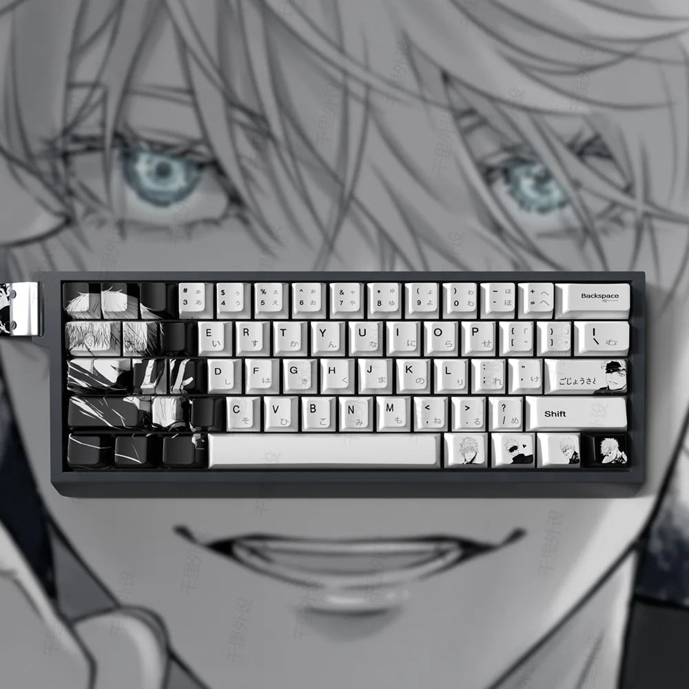 Satoru Gojo Theme Anime Keycaps Set PBT Sublimation Keyboard Caps Custom Cherry Profile Keycaps for Mechanical Keyboard 105key