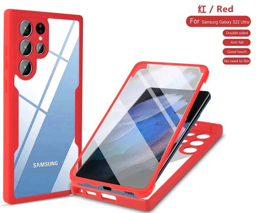 360 Clear Phone Case for Samsung Galaxy S24 S22 S25 Ultra Plus S23 FE A05S A54 A16 A06 A36 A56 A26 creen Full Protection Cover
