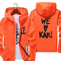 We Love Karls Hooded Mens Streetwear Jacket Thin Reflective Sunscreen Pilot Windbreaker Skin Sports Coat Oversized Men t shirt