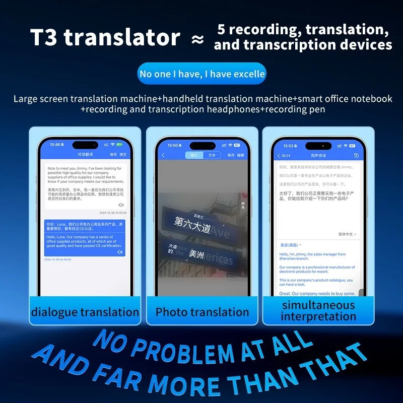 T3 Translator 140 Language Translation Device, AI Two-way Real-time Voice Instant Translation, Can Be Used for Business Travel
