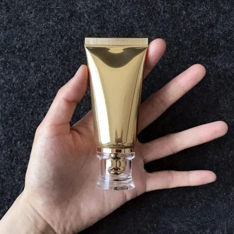 Wholesale New 30ml cosmetic Soft Tubes Vacuum pump squeeze Hose Bottles Gold Alum Eye Cream Bottles sunscreen Refilable Bottles