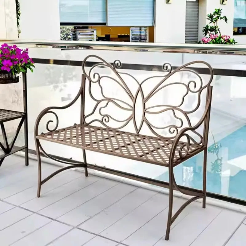 Garden decor bench for sitting wooden and metal bench made of iron and wood handicraft product customize size and colo