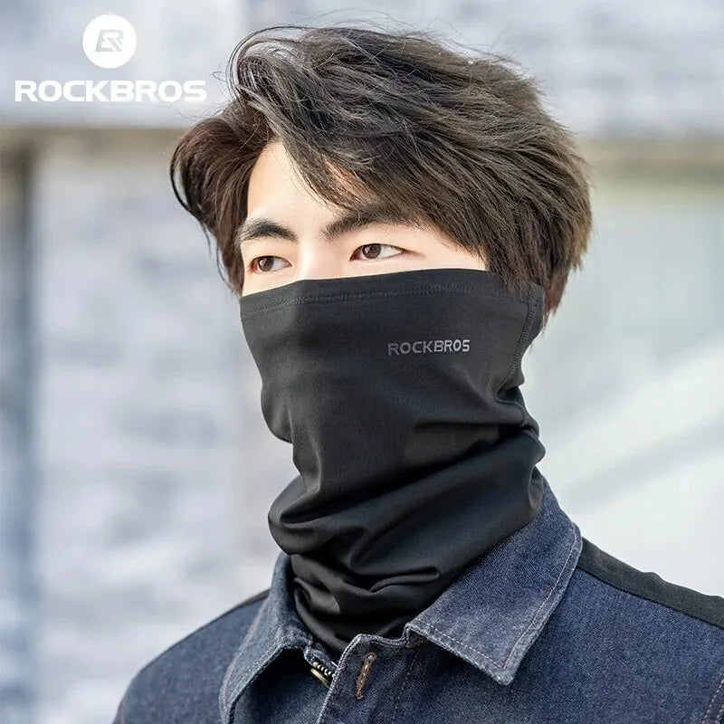 ROCKBROS Winter Warm Cycling Face Mask Windproof Thermal Fleece Bike Headband Scarf Men Women Breathable Cycling Neck Gaiter
