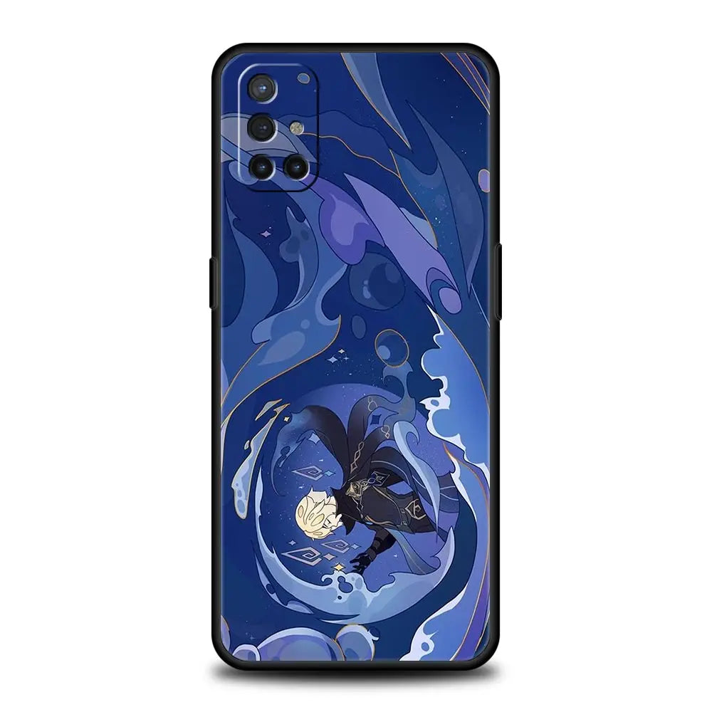 Genshin Impact Cartoon Logo Phone Case For OnePlus 10 9 Pro 9T 10R 9R 9RT 8T 8 7 6T 7T Nord 2T CE 2 5G N200 N10 N100 Black Cover
