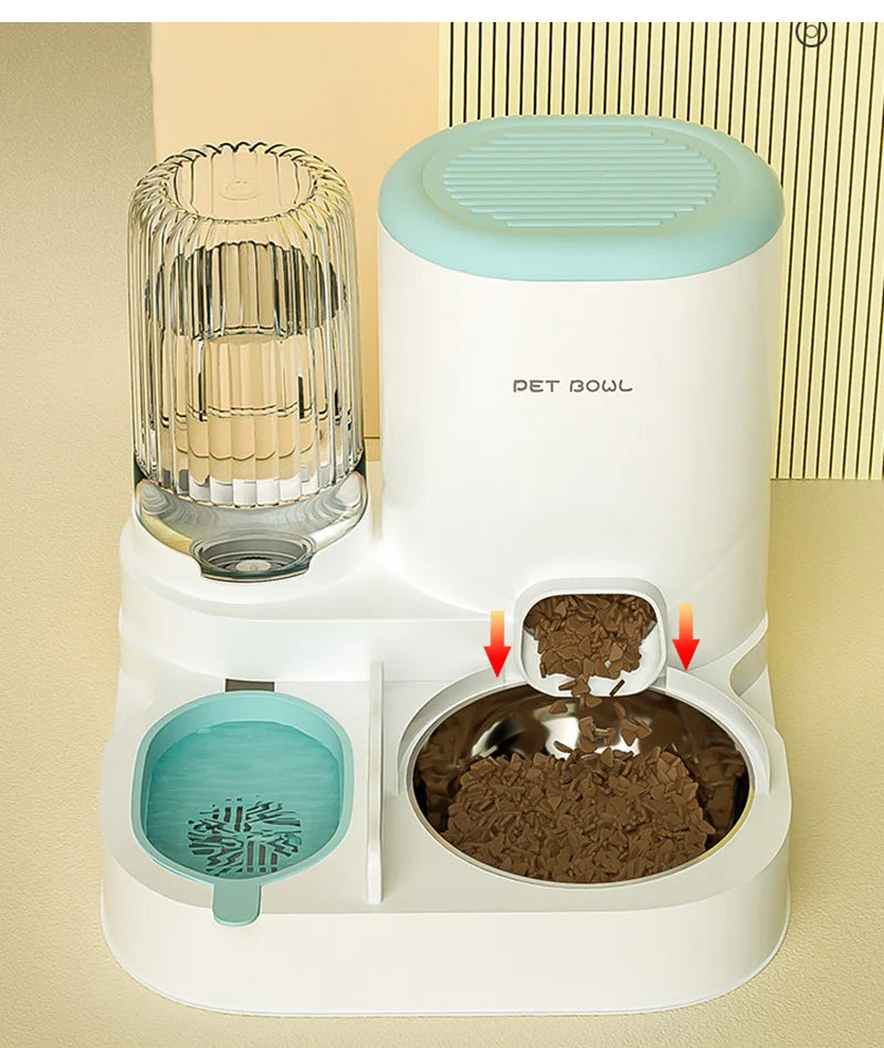Automatic Cat Feeder Large Capacity Cat Food Bowl With Water Fountain Small Dogs Cats Dispenser Container Food Storage