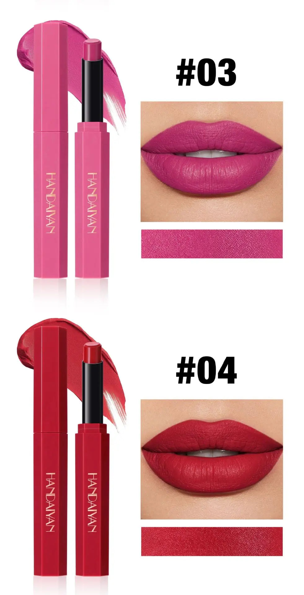 Women's Velvet Matte Lipstick Long-Lasting Non-Stick Cup Waterproof Nude Deep Red Lipstick Makeup 6 Colors Sexy Red Lip Gloss