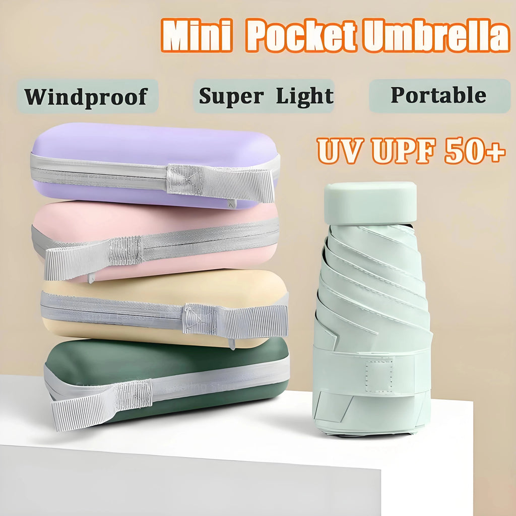 2026 Mini Sun Umbrella Pocket Rain Umbrella Vinyl Sunscreen / UV Protection Capsule Compact and Portable Rain and Rain Dual Use