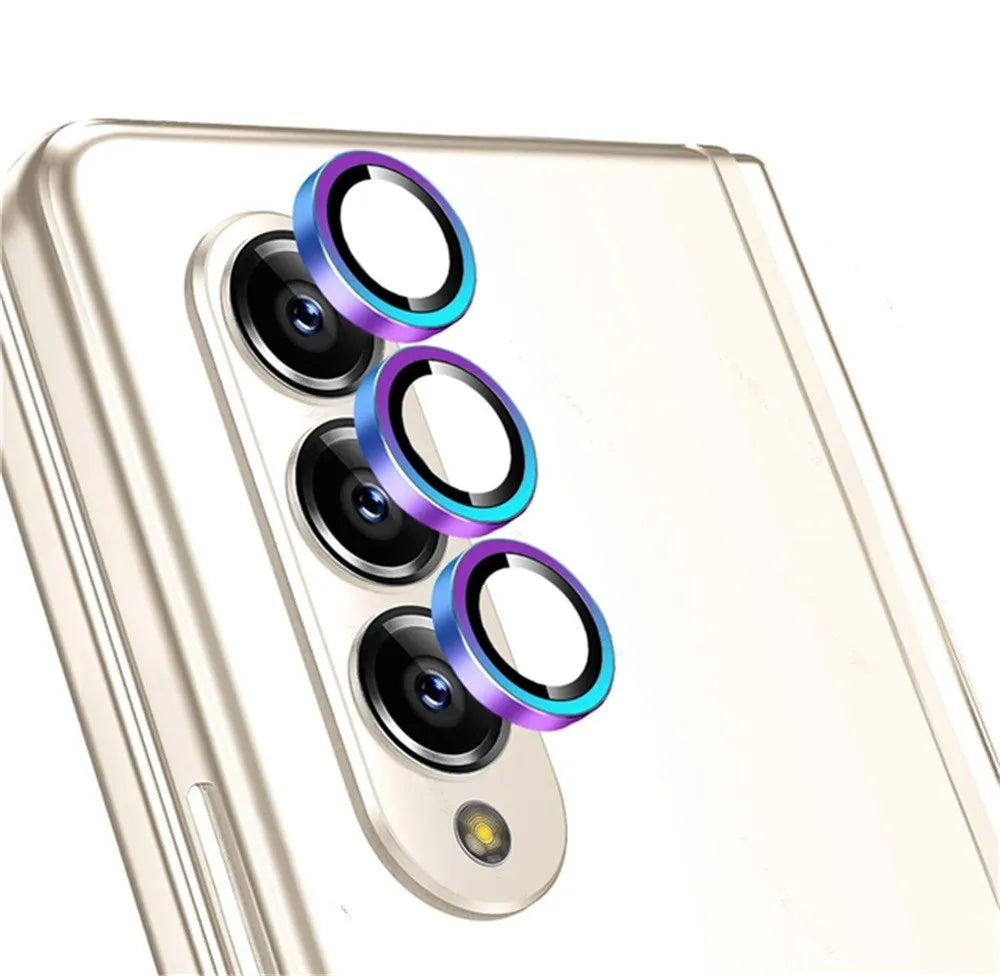 For Samsung Galaxy Z Fold 6 5 4 5G Metal Camera Lens Ring Cover On Sumsung Z Fold 5 Zfold 4 Lens Tempered Glass Protective Film
