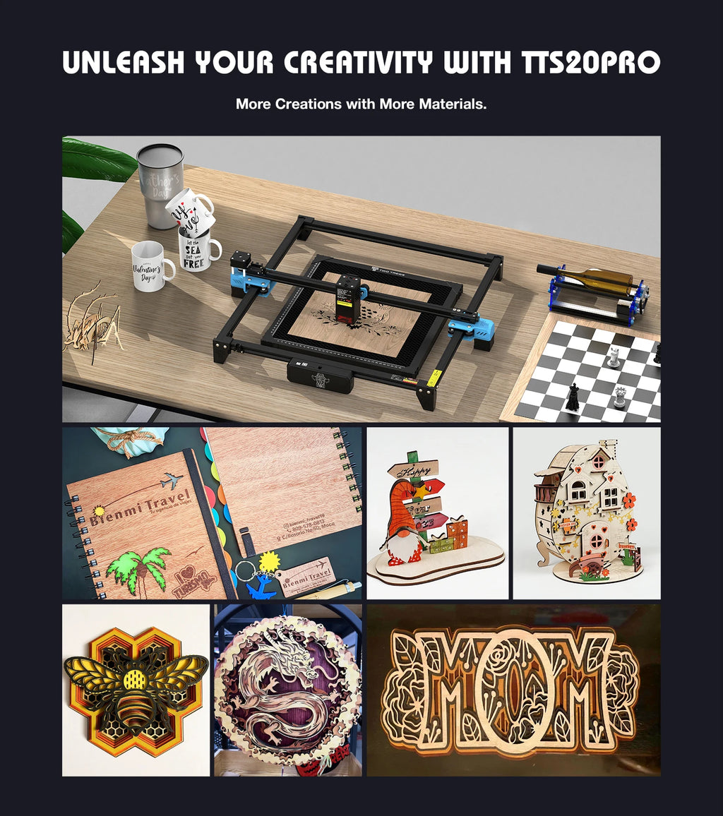 Twotrees TTS-20 pro Laser Engraving Machine ESP32 Master Control Multiple Materials DIY Wood Laser Engraver Cutting Machines