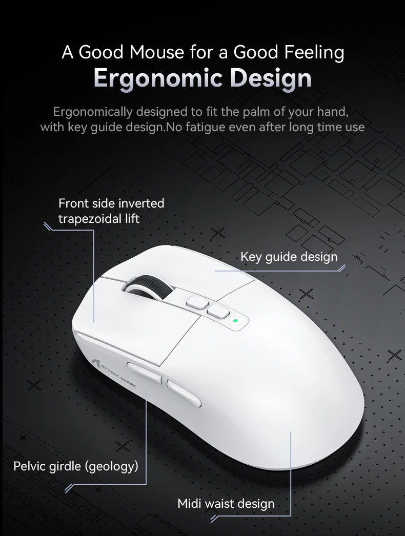 Attack Shark X6 Wireless Gaming Mouse Bluetooth Tri-Mode Connection,RGB Touch Magnetic Charging Base PAW3395 Macro Gaming Mouse