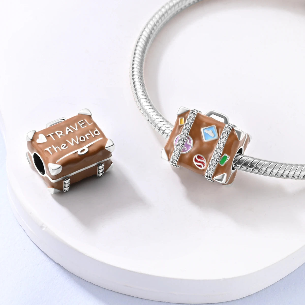 925 Silver Lipstick High Heels Charms For Lady Pendant Fit Original Bracelet DIY Ornament
