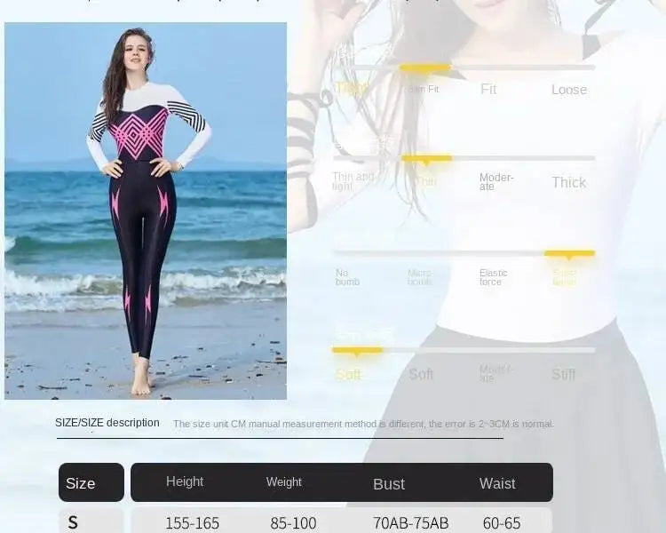 Women Thin Wetsuit Swimwear Female Long Snorkeling Diving Beach Swimsuit Jellyfish Sunscreen Elastic Zipper Swimsuit Rash Guard