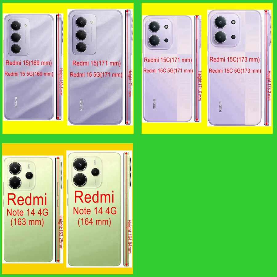 Solid Armor Shockproof Magnetic Case For Xiaomi Redmi 15C 15 A5 14C Note 14S 14 13 Pro Plus 5G Car Holder Ring Stent Phone Cover