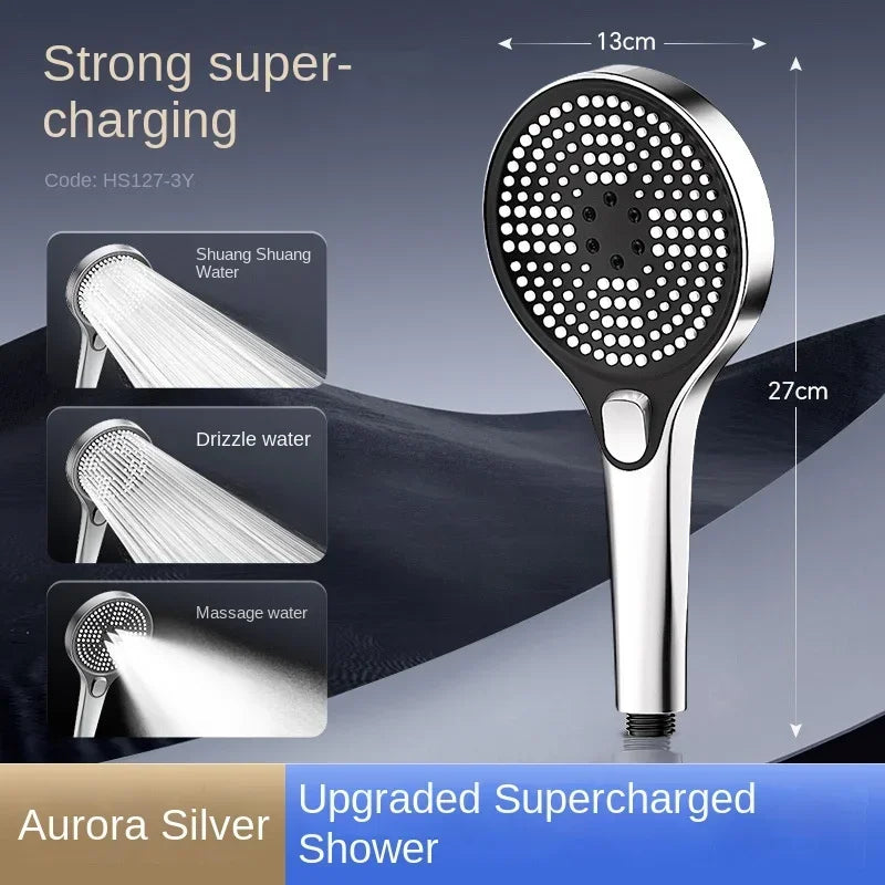 Home showerhead, powerful pressurized showerhead, portable large panel large output showerhead, handheld showerhead