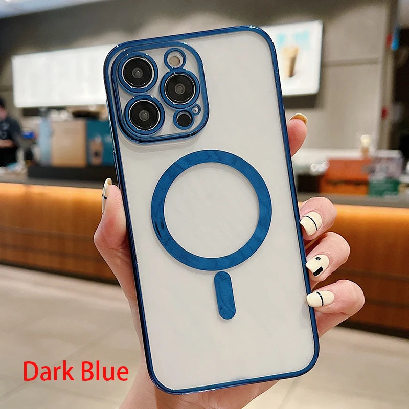 Electroplated magnetic Magsafe wireless charging case suitable for iPhone 11 13 12 14 Pro XS Max X XR 8 Plus silicone phone case