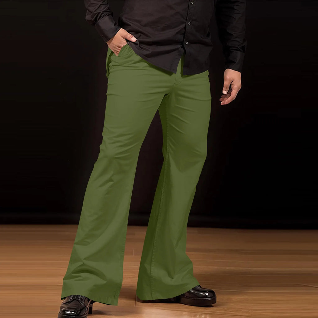 Men's fashion Retro Disco Flared Pants Loose Stretch Vintage Trousers Fit Flared Comfortable Retro Stretch Twill Men's Trousers