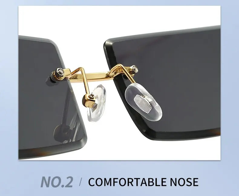 Vintage Fashion 2021 New Sunglasses Rimless Frameless Rectangle Shades Gradient UV400 Summer Traveling Sun Glasses for Women