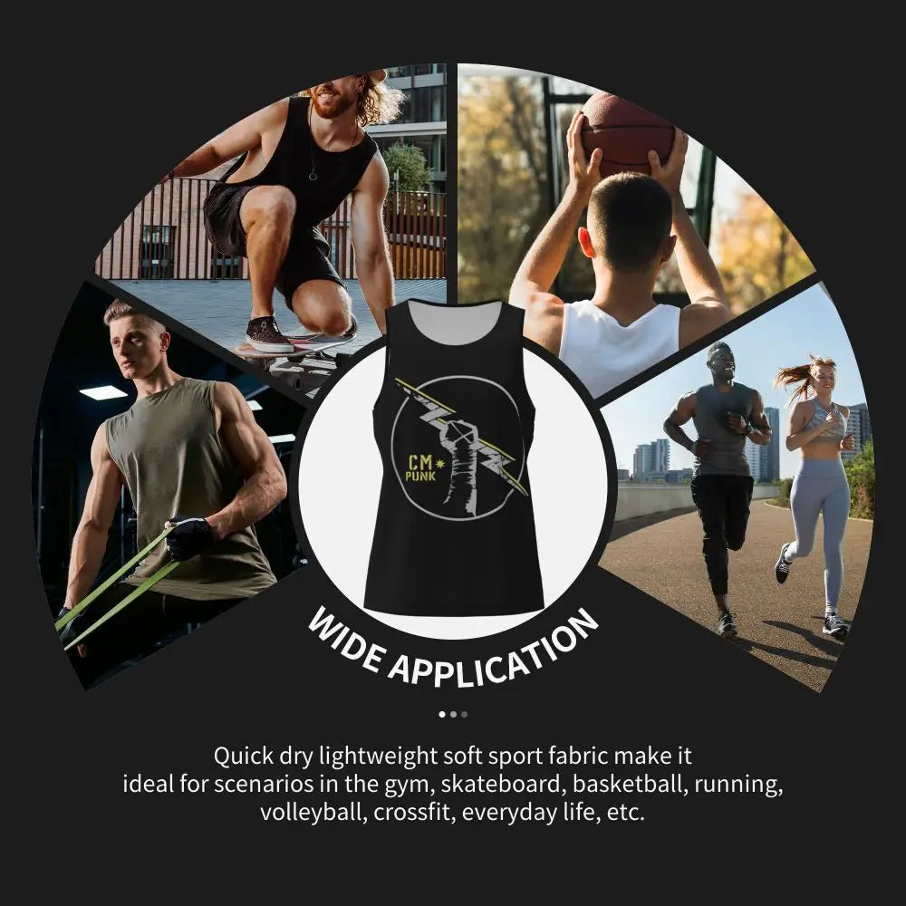 Graphic Wrestling CM Punk Best In The World Workout Tank Tops Sleeveless Shirt Bodybuilding Fitness Gym Compression Vest