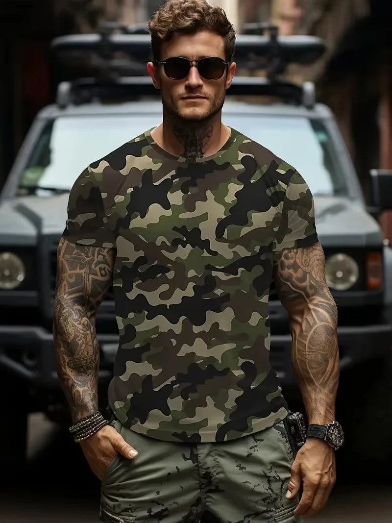 Camouflage 3d Print T-shirt Men Women Fashion Short Sleeve Oversized T shirt Outdoor Sportwear Tops Tees Men Clothes Gym Fitness