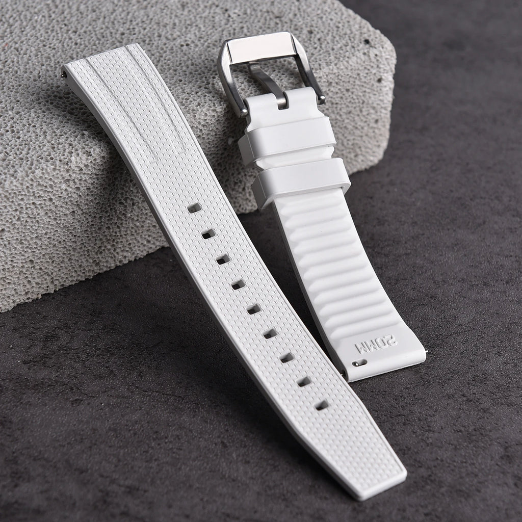 FKM Rubber Watch Strap 20mm 22mm Quick Release Waterproof Diving Watch Band Fluororubber For Traditional Dive Watch Accessories