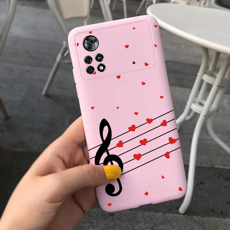 Cute Love Heart Phone Case For Xiaomi Poco X4 Pro 5G Cover Soft Silicone Matte Funda For Xiaomi Poco X4 M4 Pro 4G 5G Bumper 2022