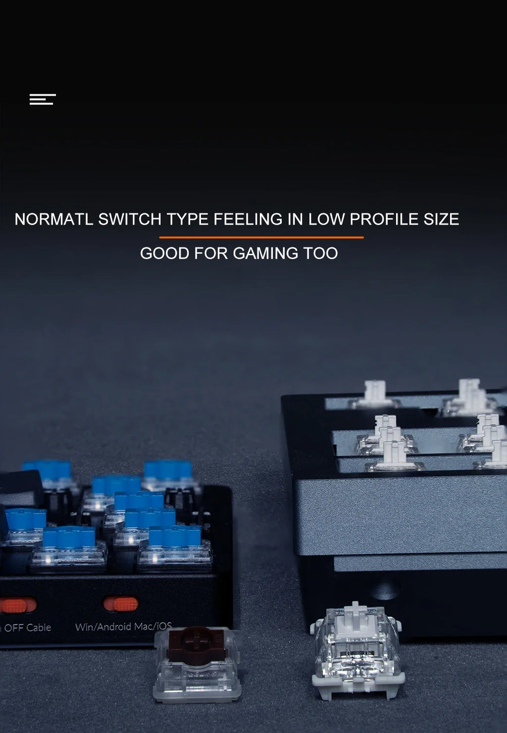 Gateron KS-27 Low Profile 3-Pin Switch – Red/Blue/Brown,  Mechanical Keyboard Switches for GK61, GK87