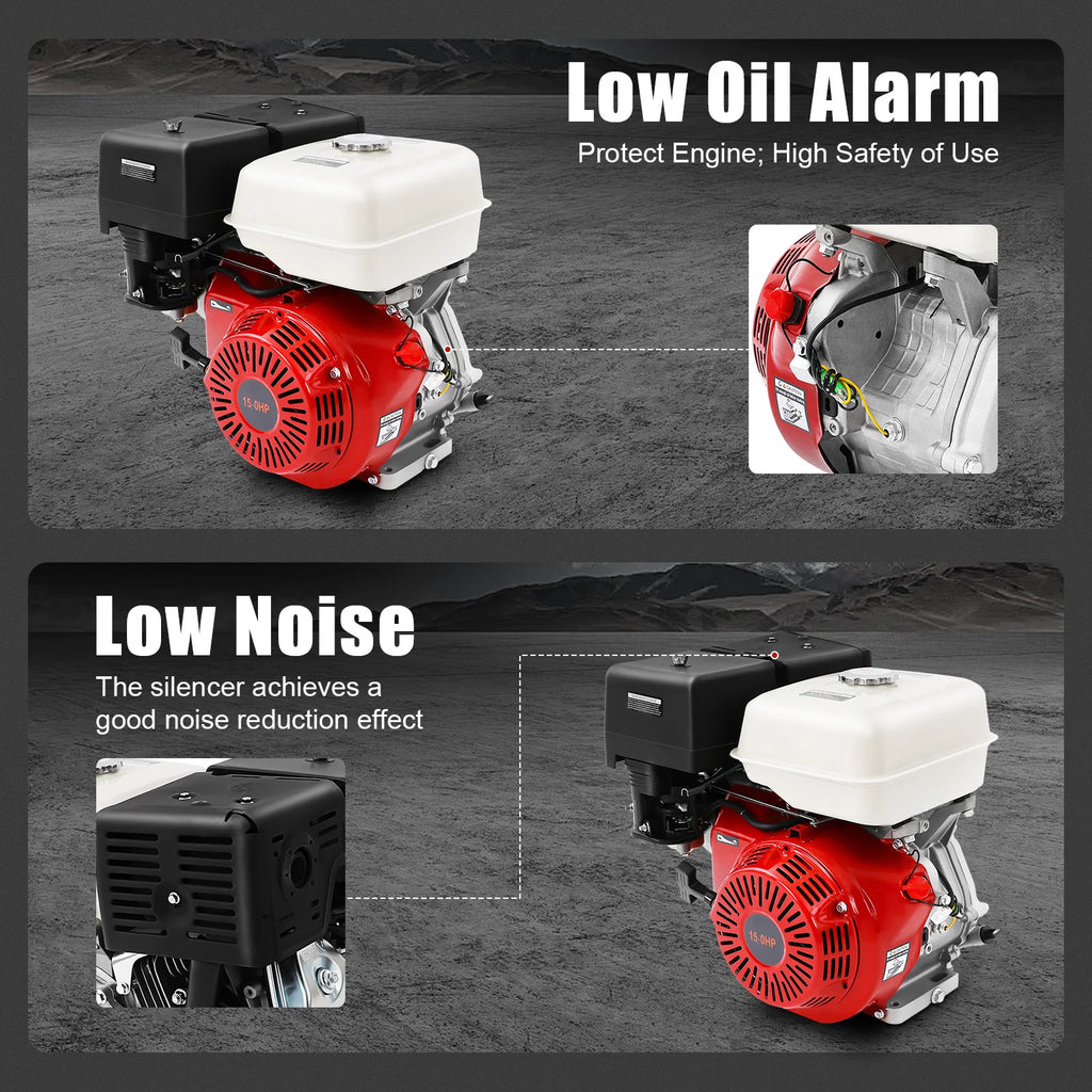 9700W 15HP 420CC Gasoline Engine 4 Stroke Gas Motor Low Noise Air Cooling 3600r/min 1.72Gal Large Fuel Tank