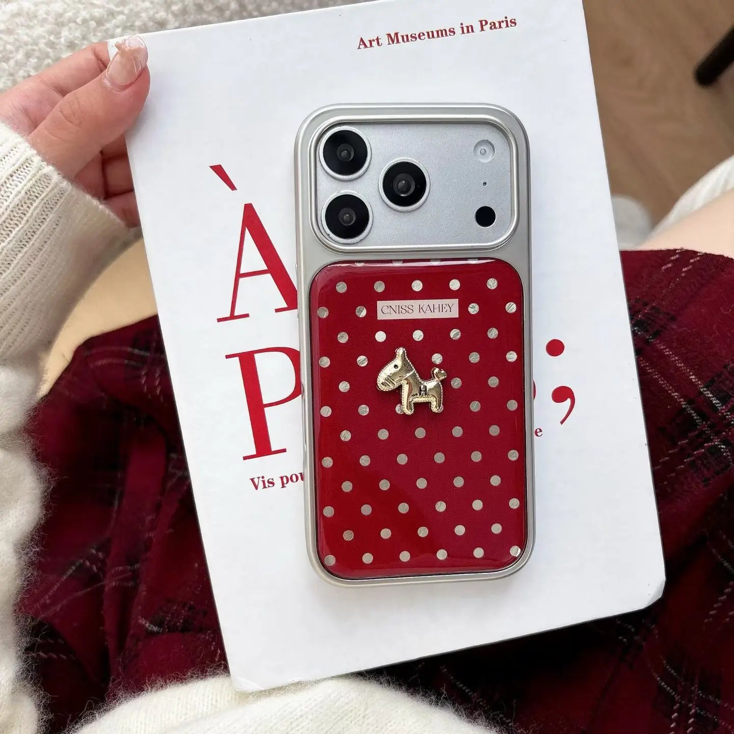 Korean INS Electroplating Red Dots Chic Little Pony Phone Case for iPhone 17 16 15 14 13 Pro Max Plus Back Cover