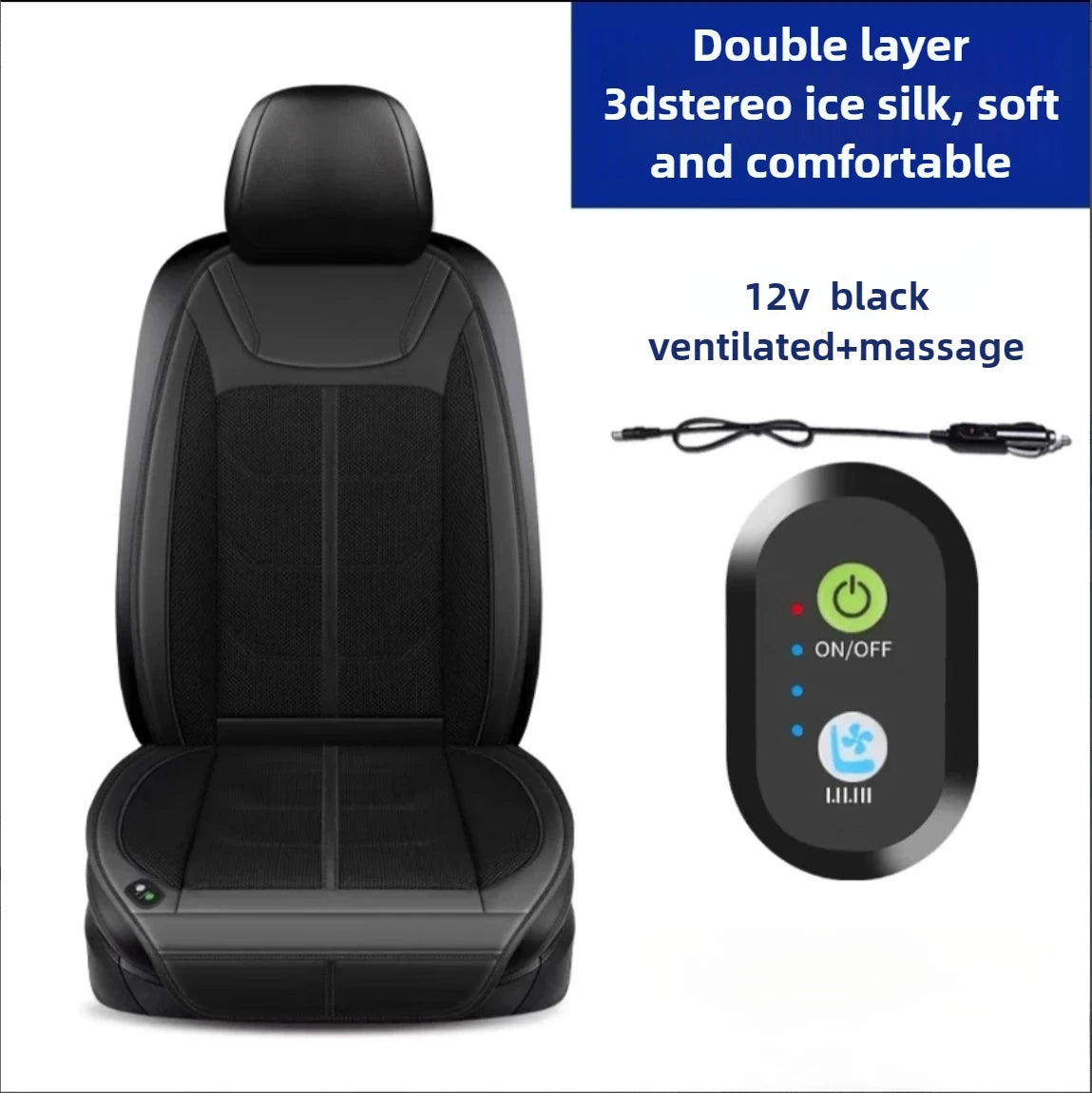 New Ventilated 12V 24V Cooling Car Seat Cushion Air Conditioned Heat Dissipation Ice Silk Pad Universal For Cars SUVs Trucks