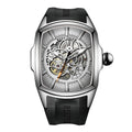 Reef Tiger Men's 316L Stainless Steel Skeleton Automatic Watch Wine Barrel Hollow Waterproof Mechanical Sport Watches RGA3069-S
