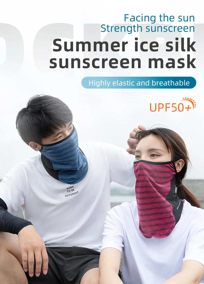 ROCKBROS Ice Silk Cycling Face Mask UV Sun Protect UPF50+ Summer Breathable Collar Scarf MTB Road Motorcycle Bike Bicycle Mask