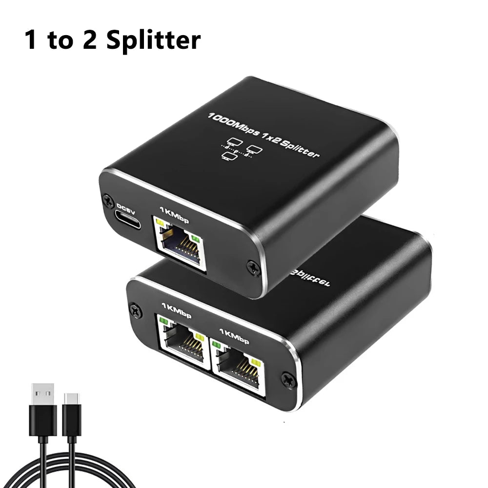 Gigabit Ethernet Splitter 1 to 2/3/4 1000Mbps RJ45 LAN Internet Splitter for PC Laptop Nintendo Switch Router TV Box Digital TV