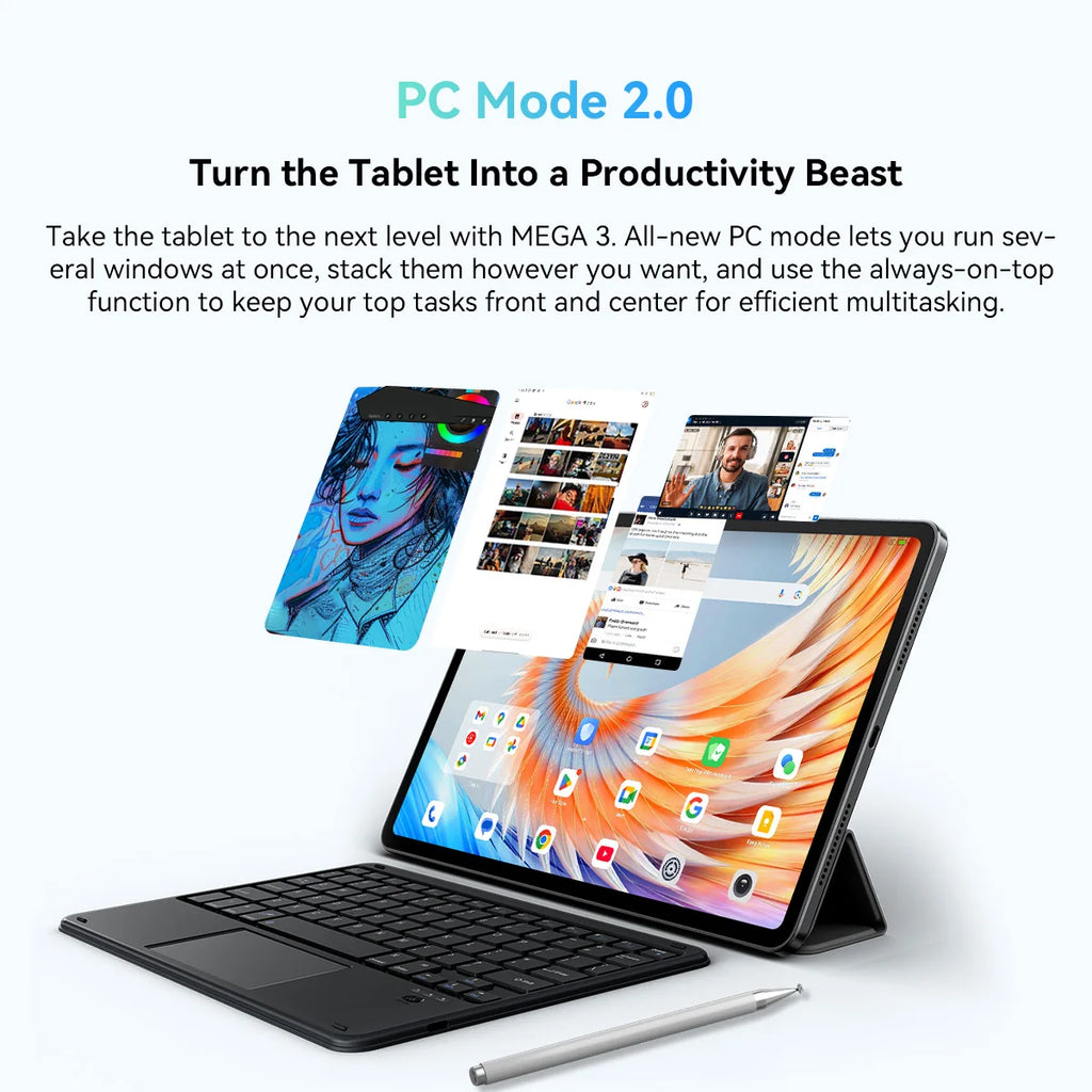 Blackview MEGA 3 Tablet SET 12.1" 2.5K FHD+ Display MTK G100 Octa core 12GB 256GB 8800mAh 50MP Camera 33W Charger Android 15 Pad