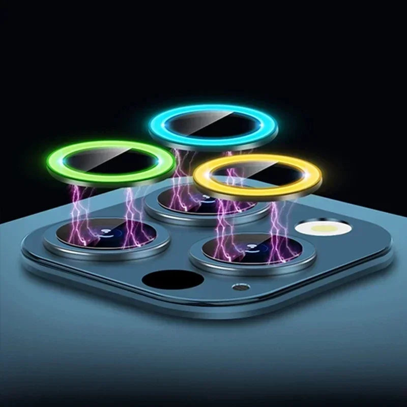 Luminous Ceramic Camera Protector Film For iPhone 14 13 12 11 15 Pro Max 14 Plus 12 13 mini Lens Ring Tempered Glass Glowing Cap